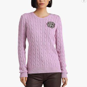 NWT Classic LAUREN Ralph Lauren Button Trim Cable Knit Sweater 1X